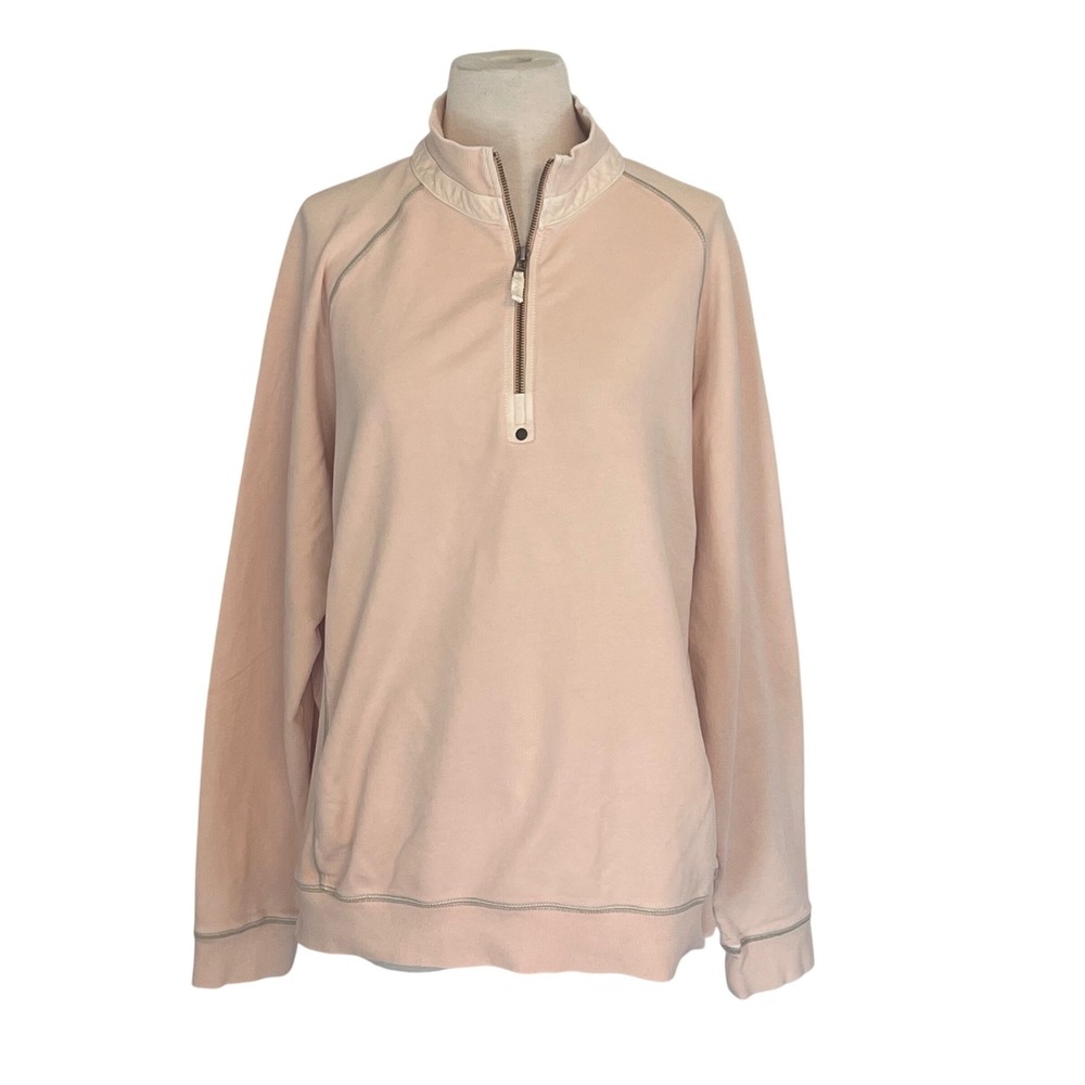 Tommy Bahama Jeans Womens Pullover Sweatshirt Light Pink Quarter Zip L G